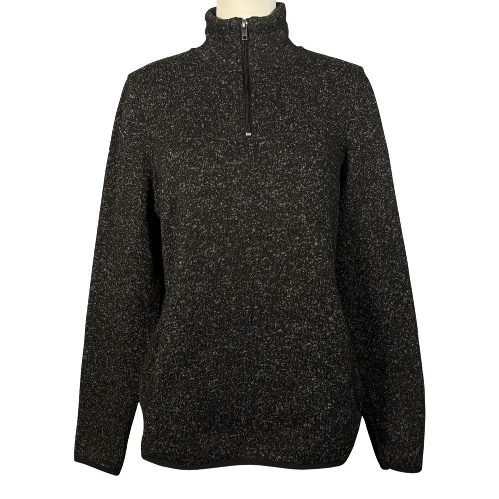 Thread & Supply Black Fleece Quarter Zip Pullover Sweater Large